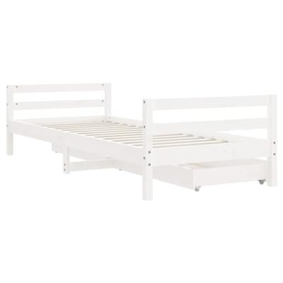 Kinderbedframe met lades 90x190 cm massief grenenhout wit