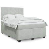 Boxspring met matras fluweel lichtgrijs 140x200 cm - thumbnail