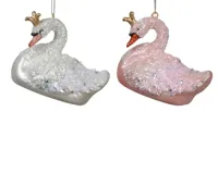 Decoris kerstornament glas zwaan 8.3cm - thumbnail