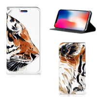 Bookcase Apple iPhone X | Xs Watercolor Tiger - thumbnail