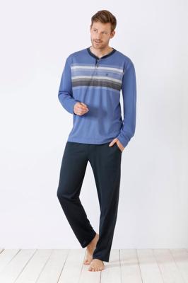 Moderne blauwe herenpyjama van Hajo