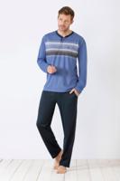 Moderne blauwe herenpyjama van Hajo - thumbnail
