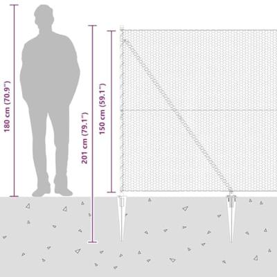 VidaXL Afrasteringspaal zilver 10 x 1,5 m (25 mm gaas) staal