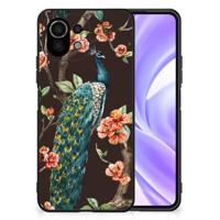 Xiaomi 11 Lite 5G NE | Mi 11 Lite Dierenprint Telefoonhoesje Pauw met Bloemen - thumbnail
