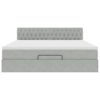 Ottoman bed met matras en LED's 160x200cm fluweel lichtgrijs - thumbnail