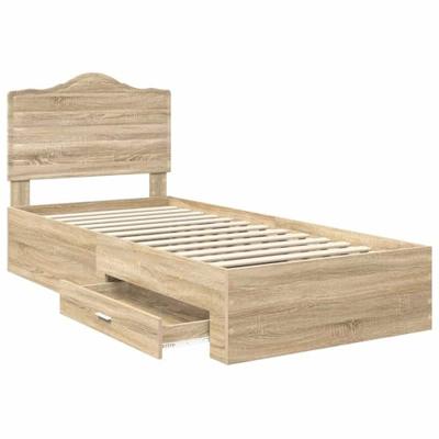 Bedframe met hoofdeinde Sonoma Eiken 90 x 200 cm Bewerkt hout
