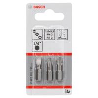 Bosch Accessoires 3-delige bitset Extra Hard (assorti) S 1,0x5,5; PH2; PZ2; 25 mm 3st - 2607001766 - thumbnail