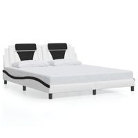Bedframe met LED-verlichting kunstleer wit en zwart 180x200 cm - thumbnail