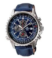 Horlogeband Casio 10309803 / EF-527L-2AV Leder Blauw 22mm - thumbnail