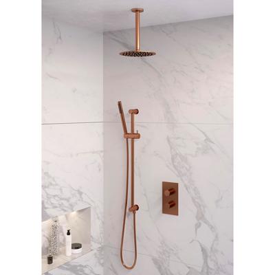 Inbouw Regendouche Set Brauer Copper Edition Plafond Uitloop Ronde Hoofddouche 20 cm Met Glijstang Koper Brauer