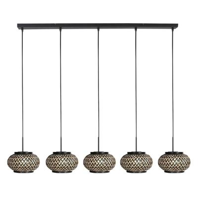 Steinhauer 5-lichts hanglamp rechtNox Light met bamboe kappen - 4528ZW