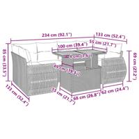 7-delige Loungeset met kussens poly rattan zwart - thumbnail