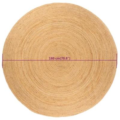 VidaXL Tapijt rond 180 cm gevlochten jute