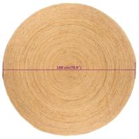 VidaXL Tapijt rond 180 cm gevlochten jute - thumbnail