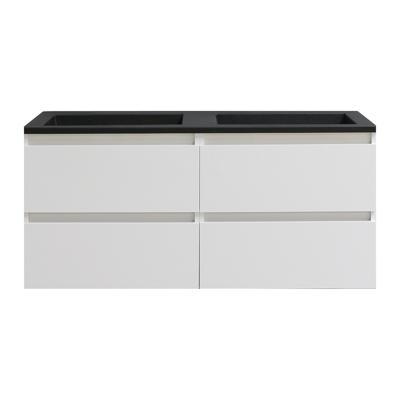 Badkamermeubel BWS Pepper Acryl Wastafel Mat Zwart Zonder Kraangat 120x55x46 cm Wit Badkamermeubel BWS Pepper Acryl Wastafel Mat Zwart Zonder Kraangat 120x55x46 cm Wit