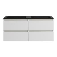 Badkamermeubel BWS Pepper Acryl Wastafel Mat Zwart Zonder Kraangat 120x55x46 cm Wit - thumbnail