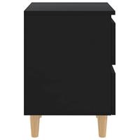 Nachtkastje met massief grenenhouten poten 40x35x50 cm zwart - thumbnail
