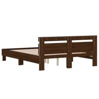 Bedframe met hoofdeinde en LED bruin eikenkleur 140x200 cm - thumbnail