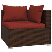 5-delige Loungeset met kussens poly rattan bruin - thumbnail