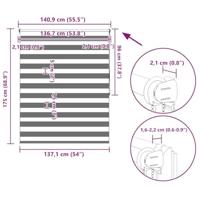 VidaXL Zebra rolgordijn 140,9 x 175 cm stofbreedte 136,7 cm wit - thumbnail