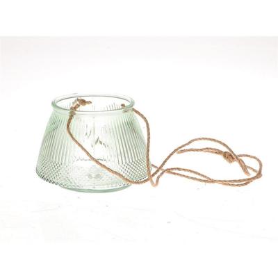 Hangende windlicht Lines Ø11xh15cm groen
