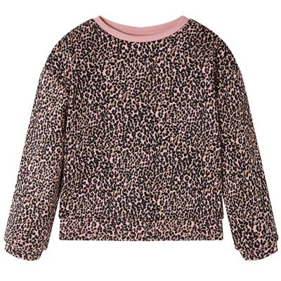 Kindertrui met luipaardprint 116 middelroze