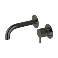 Salenzi Wastafelkraan Afbouwdeel Giro Gegalvaniseerd Geborsteld Messing Zwart Chroom - thumbnail