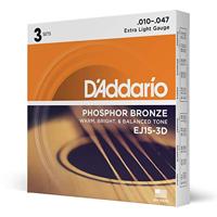 D&apos;Addario EJ15-3D snaren voor akoestische western gitaar (3 sets) - thumbnail