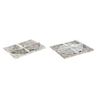 Placemat en servetten DKD Home Decor 2 Stuks 150 x 150 x 0,5 cm Beige Wit Lichtbruin - thumbnail