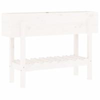 VidaXL Plantenbak verhoogd 101x30x69 cm massief grenenhout wit - thumbnail