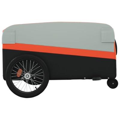 VidaXL Fietstrailer 45 kg ijzer zwart en oranje VidaXL Fietstrailer 45 kg ijzer zwart en oranje
