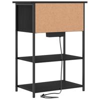 Nachtkastje Zwart eiken 55 x 31 x 76 cm Bewerkt hout - thumbnail