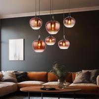 Globo Zwarte hanglampMaxy met rood glas 6-lichts - 15548-6HG - thumbnail