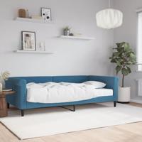 Slaapbank met matras 100x200 cm fluweel blauw - thumbnail