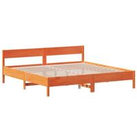 Bedframe zonder matras massief grenenhout wasbruin 200x200 cm - thumbnail