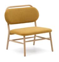 Kave Home Fauteuil 'Helda' Chenille en eikenhout, kleur Mosterdgeel - thumbnail