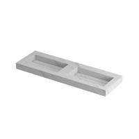 INK Pitch Wastafel Keramische Slab Bak Dubbel met Drain en Front en Side Skirts Zonder Kraangaten - 1400x450x90 mm - Calacatta Mat - thumbnail