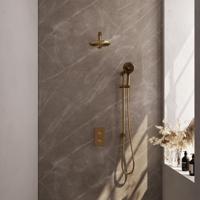 Regendoucheset Inbouw Brauer Gold Edition Thermostatisch 20 cm met 3-Weg Omstelling, Wandarm, Glijstang en Handdouche 3-Standen Geborsteld Goud Brauer - thumbnail