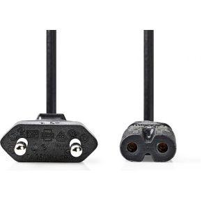 Nedis CEGL11040BK30 Stroomkabel Euro Male Iec-320-c7 Recht Recht Vernikkeld 3.00 M Plat Pvc Zwart Label