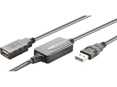 Renkforce USB 2.0 Verlengkabel [1x USB-A 2.0 stekker - 1x USB 2.0 bus A] 10.00 m Zwart Vergulde steekcontacten