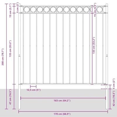 VidaXL Hecelement grijs 170 x 200 cm staal
