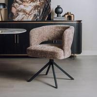 Tower Living Draaibare Eetkamerstoel 'Mura' Chenille, kleur Cappuccino - thumbnail