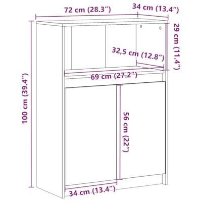Dressoir met LED 72x34x100 cm bewerkt hout gerookt eikenkleurig Dressoir met LED 72x34x100 cm bewerkt hout gerookt eikenkleurig