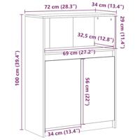 Dressoir met LED 72x34x100 cm bewerkt hout gerookt eikenkleurig - thumbnail