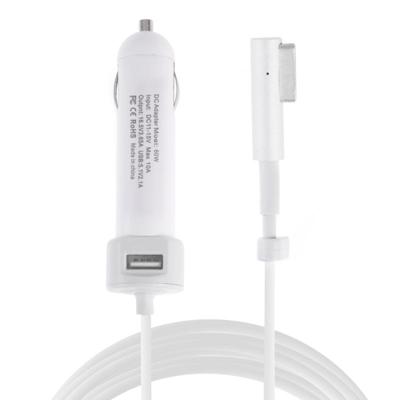60W 5.1 V 2.1 een USB-interface auto-oplader met 16.5 V een L MagSafe interface data kabel (wit)
