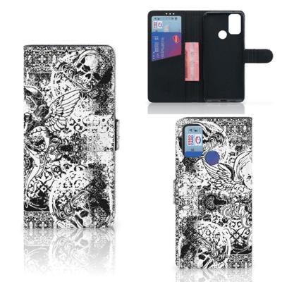 Telefoonhoesje met Naam Alcatel 1S (2021) Skulls Angel | Portemonnee hoesje