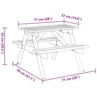 Picknicktafel voor 4 kinderen met parasolgat massief vurenhout - thumbnail