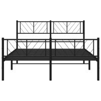 Bedframe met hoofd- en voeteneinde metaal zwart 140x190 cm - thumbnail
