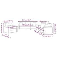 3-delige Loungeset met kussens microvezelstof taupe - thumbnail
