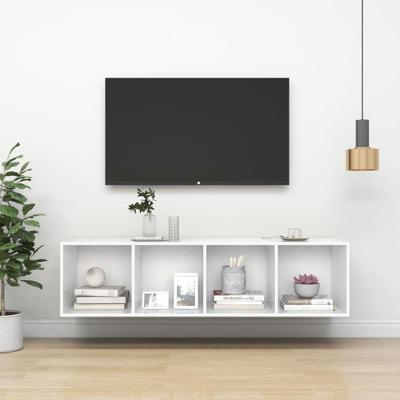Tv-wandmeubel 37x37x142,5 cm bewerkt hout wit Tv-wandmeubel 37x37x142,5 cm bewerkt hout wit